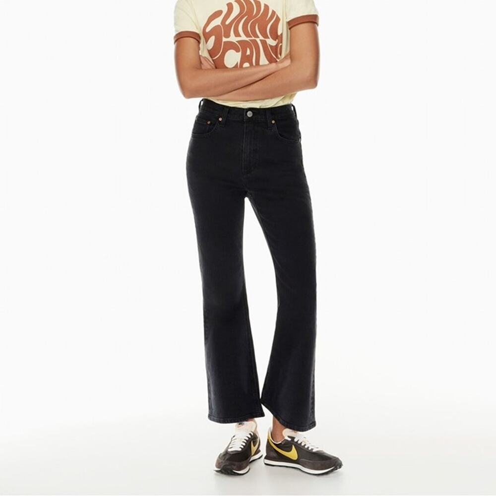 Aritzia Denim Forum The Twiggy High Rise Flare Jeans Washed Black Size 24
